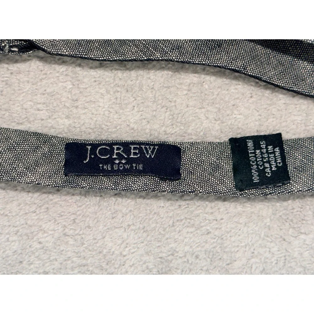 J.Crew Mens Grey Cotton Chambray Textured Self-Tie Bow Tie Adjustable Formal